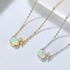 Sterling Silver Necklace Natural Opal Stones 14K Gold - The Light of Inspiration